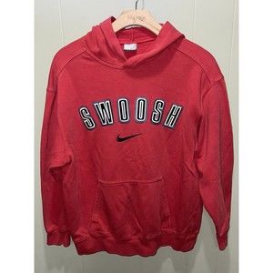 Vintage Nike Swoosh Center Check All Red Hoodie Women’s Sz Large